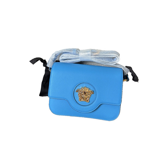 Versace La Medusa Small Shoulder Bag In Blue NWT - Picture 3 of 9
